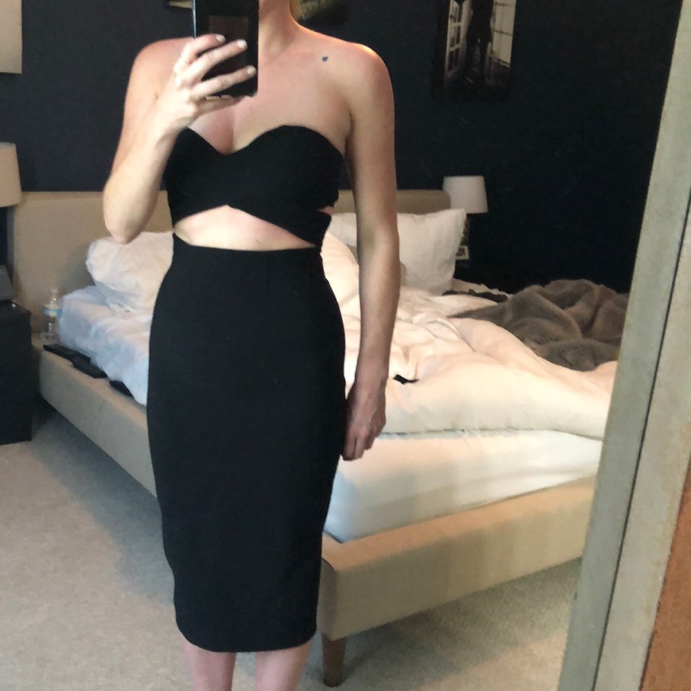 Black strapless sexy cutout MSU’s dress